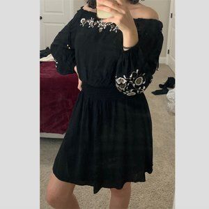 Embroidered Off-the-Shoulder Dress